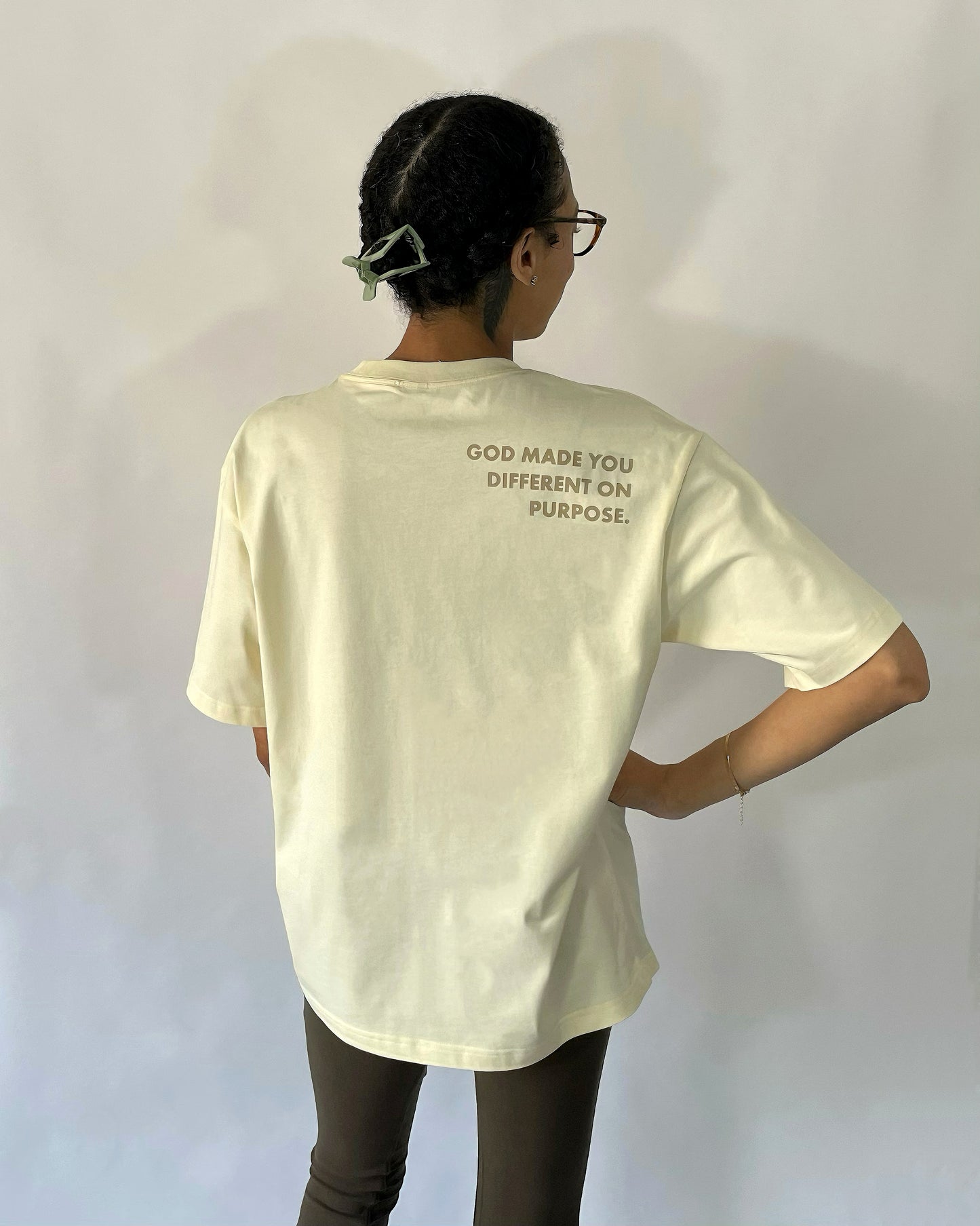 ‘God Made You Different’ Oversized Tee — Pure Cream