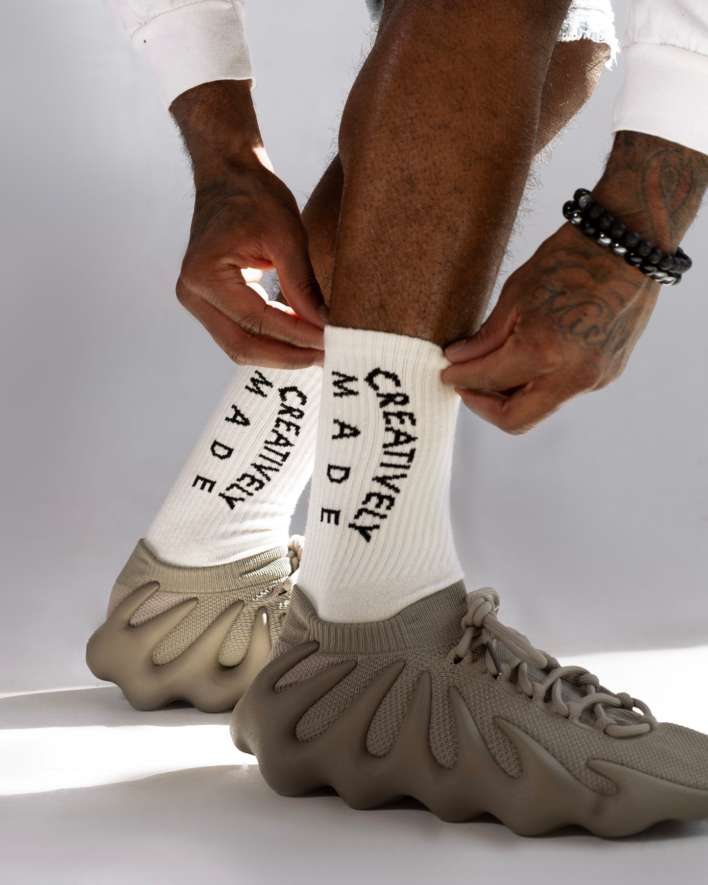 Uniquely Made Crew Socks (Cream)